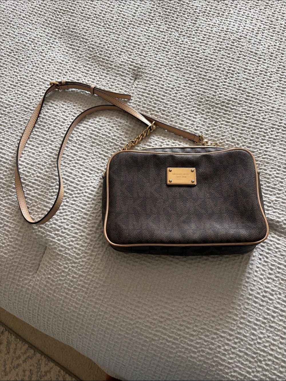 Michael Kors Brown and Tan Signature Crossbody Bag